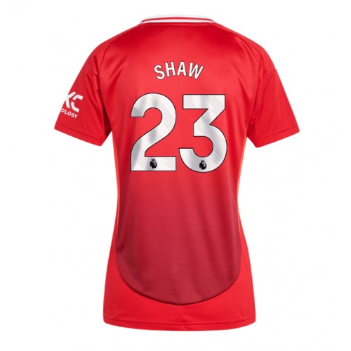 Fotballdrakt Dame Manchester United Luke Shaw #23 Hjemmedrakt 2024-25 Kortermet